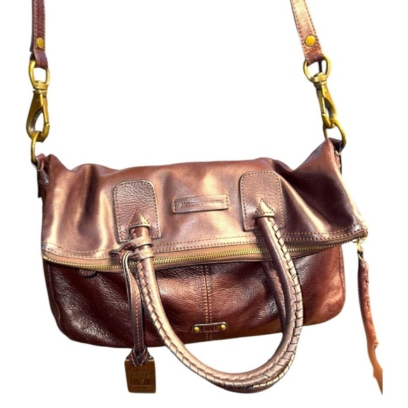 ▶️ Frye ◀️ Jenny Fold Over Bag Dark Brown Soft Italian Leather - Picture 10 of 17